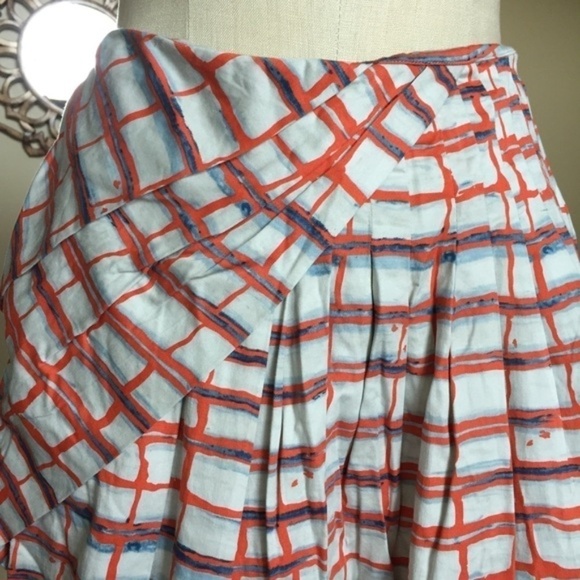 Anthropologie Maeve Pleated Check Skirt 0 - Picture 2 of 7